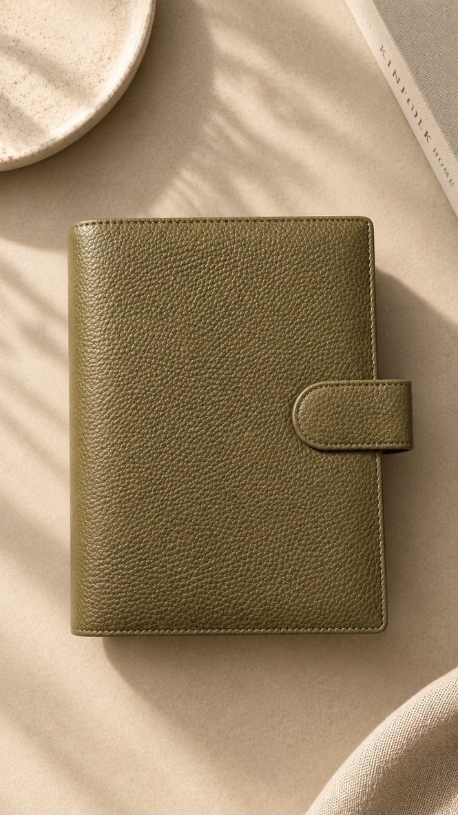 Agenda esencial de anillos | cuero vegano | A5 | OLIVA