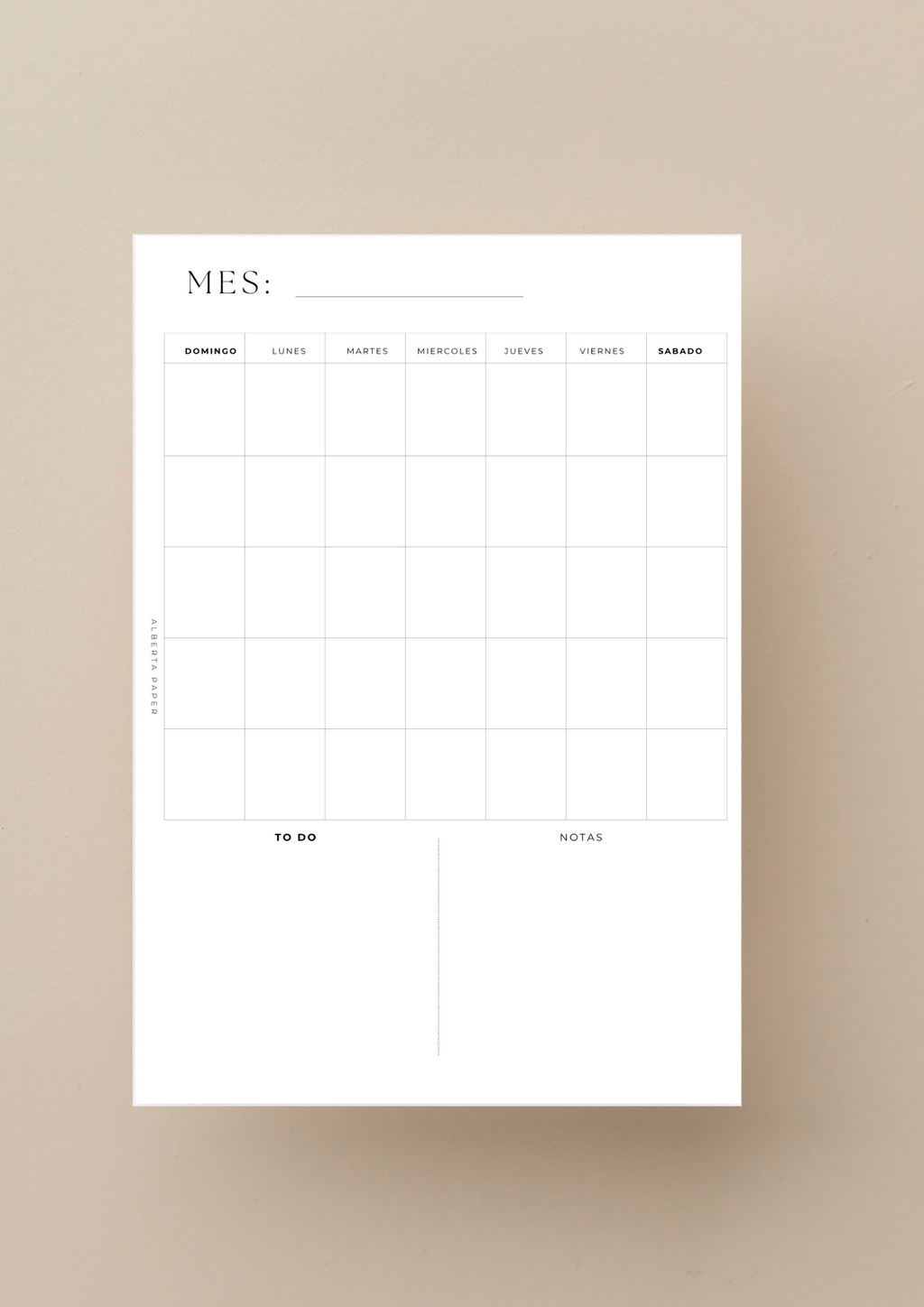 calendario mensual 1 pagina