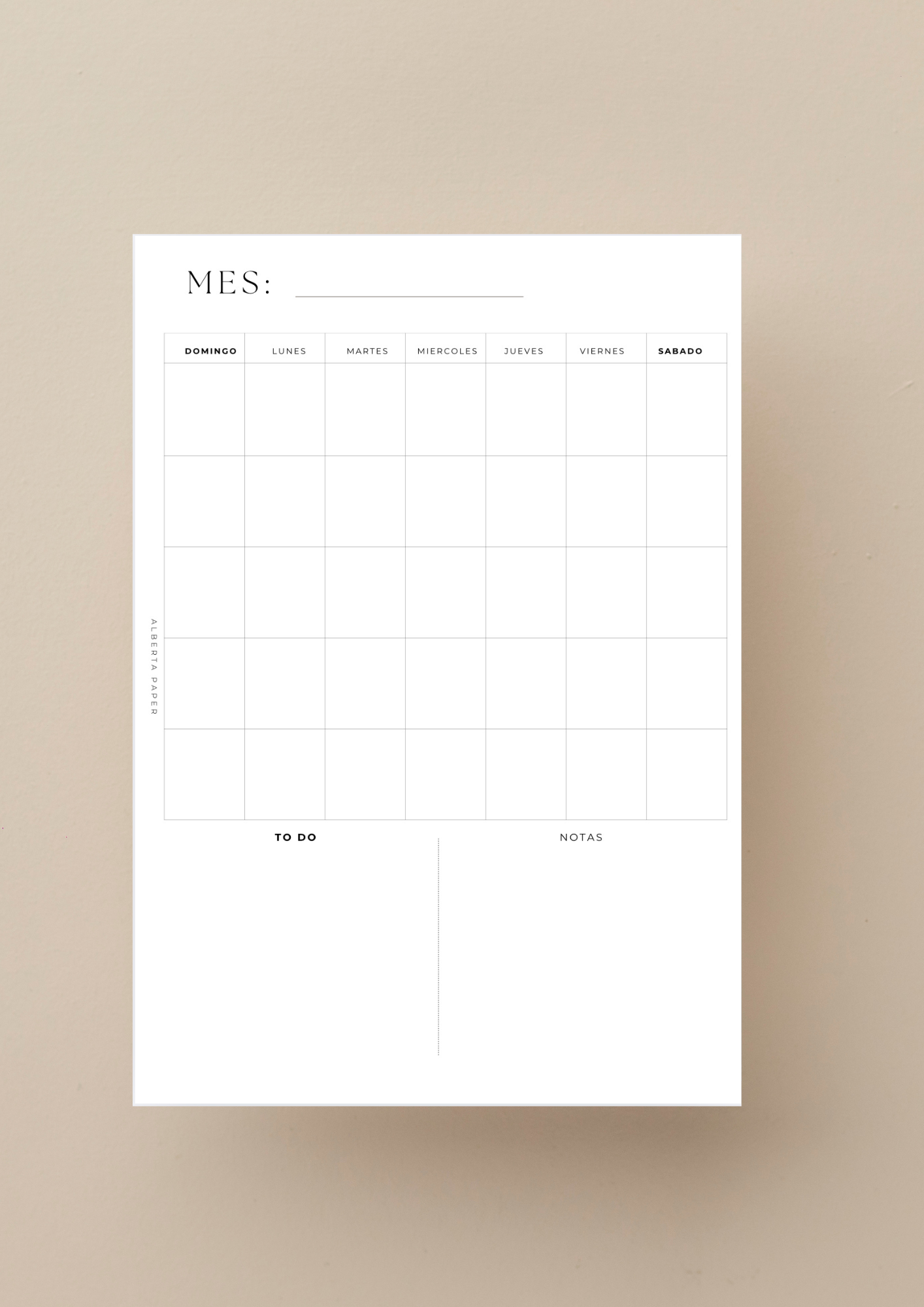 calendario mensual 1 pagina