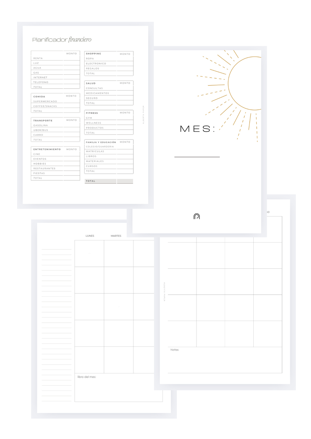 Calendario mensual 2 paginas