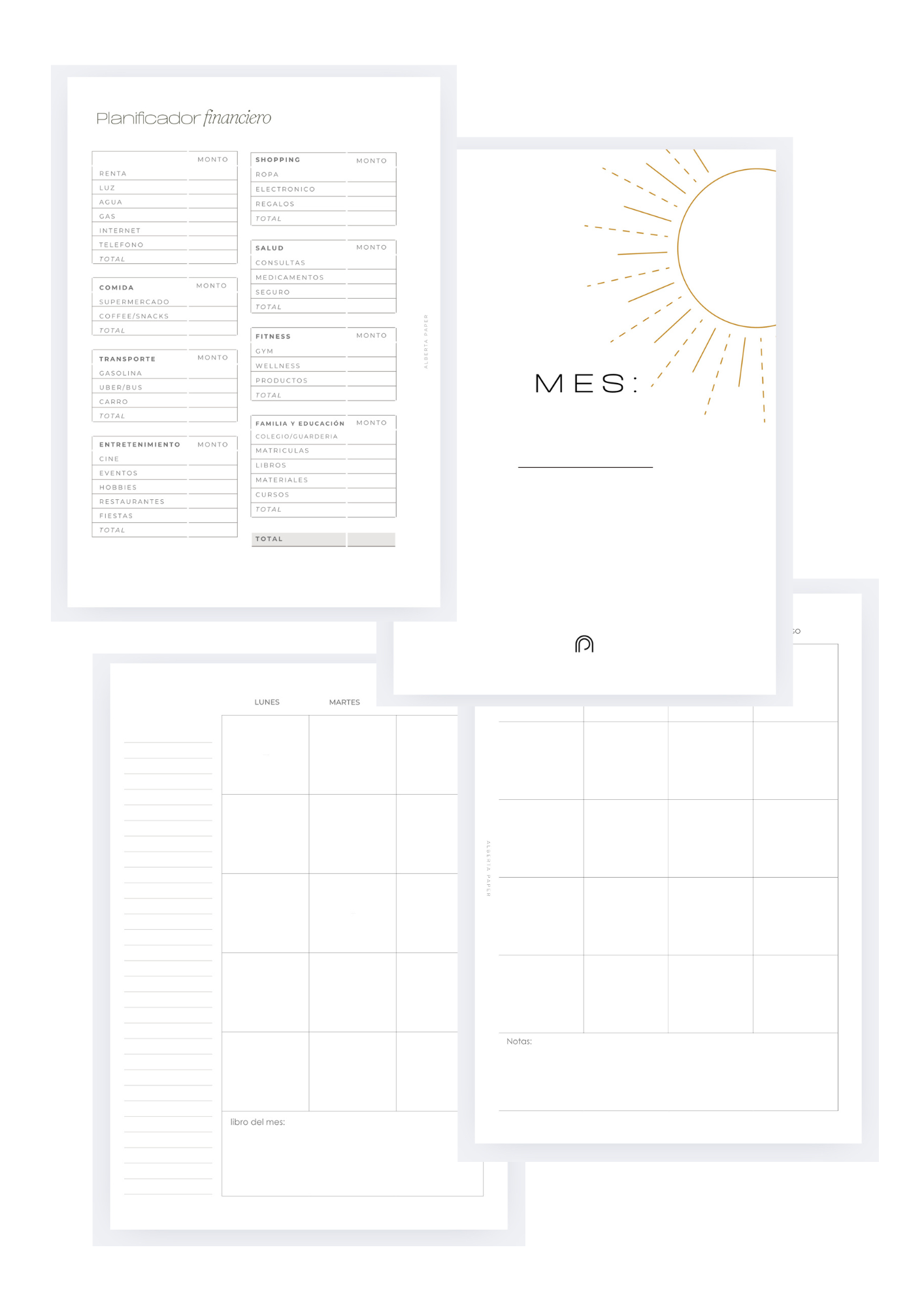 Calendario mensual 2 paginas