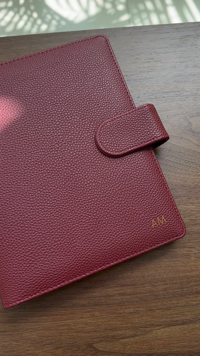 Agenda esencial de anillos | cuero vegano | A5 | BURGUNDY