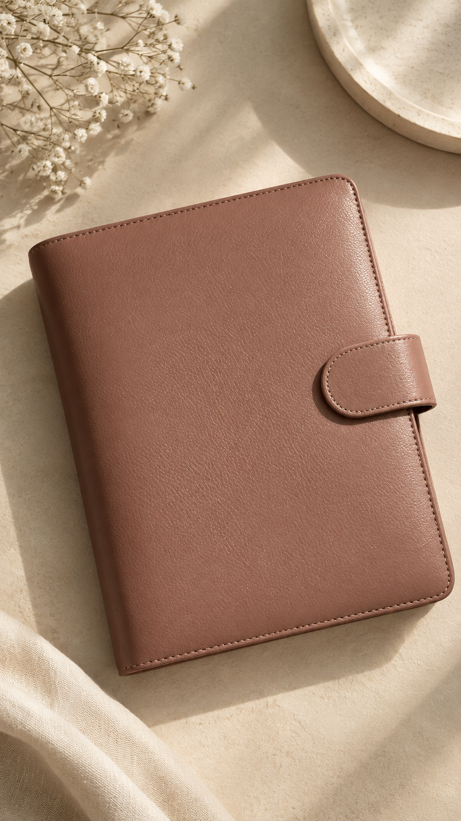 Agenda esencial de anillos | cuero vegano | A5 | ROSE TAUPE