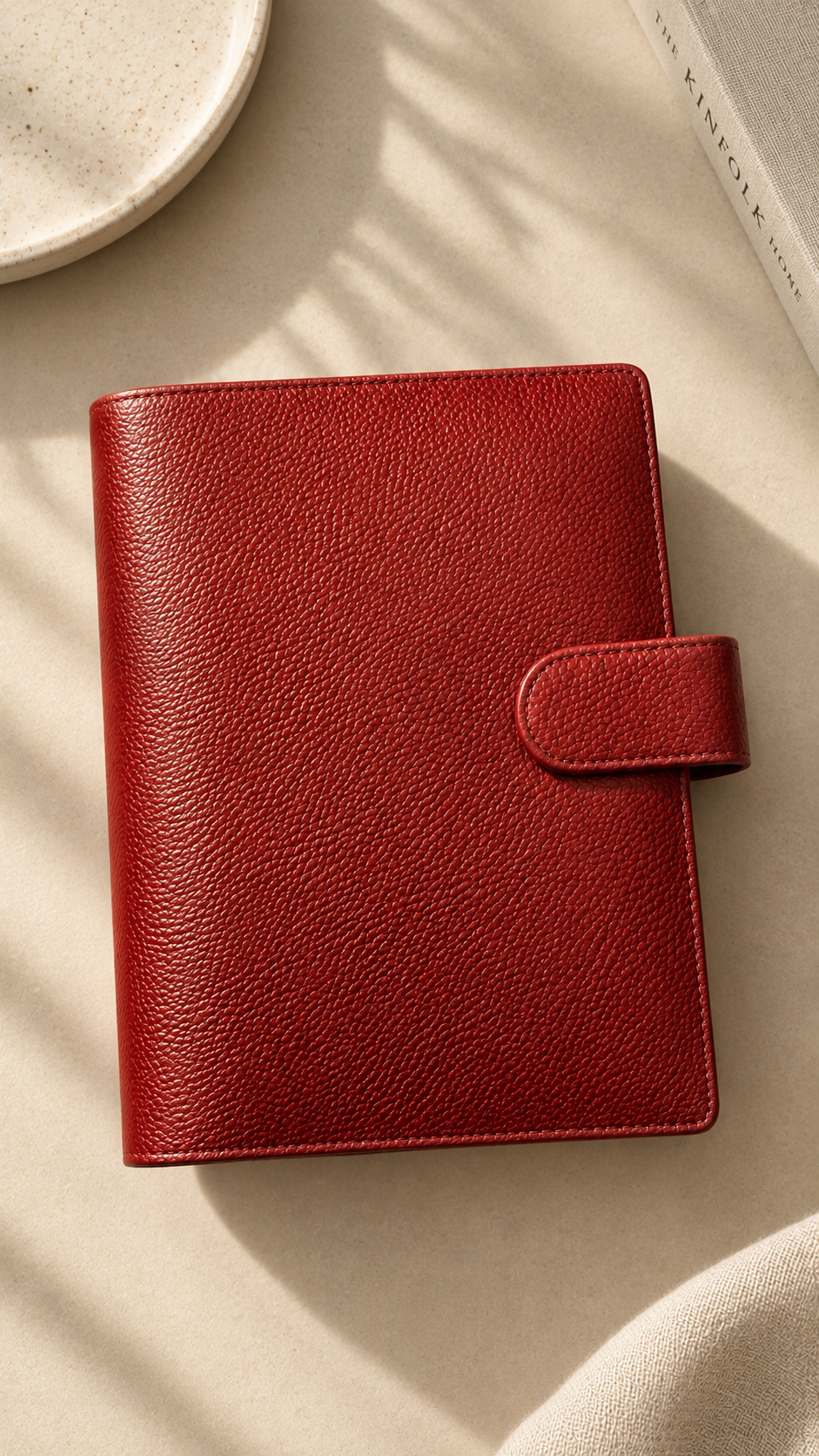 Agenda esencial de anillos | cuero vegano | A5 | BURGUNDY