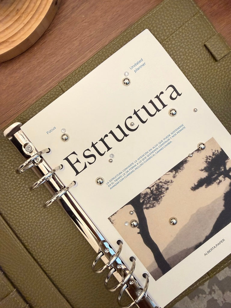 Agenda esencial de anillos | cuero vegano | A5 | OLIVA