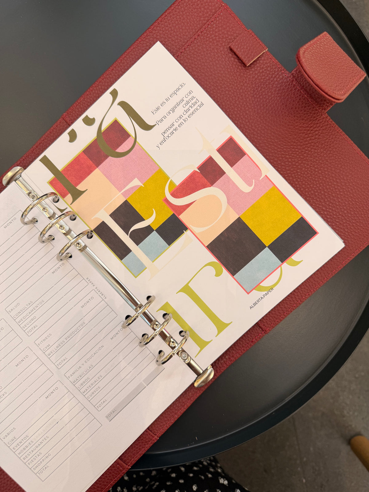 Agenda esencial de anillos | cuero vegano | A5 | BURGUNDY