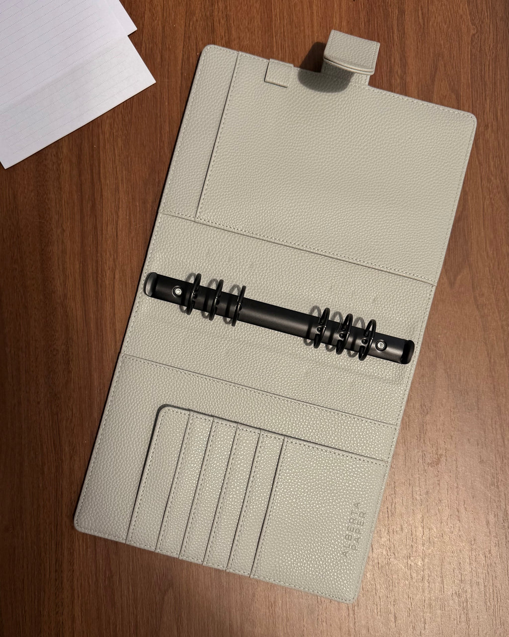 Agenda esencial de anillos | cuero vegano | A5 | GRIS