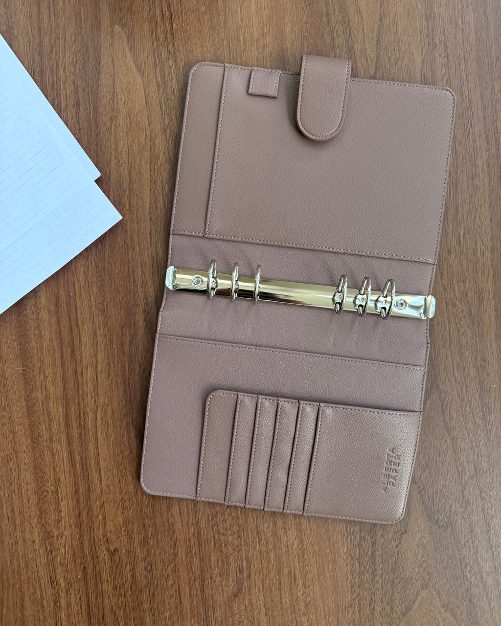 Agenda esencial de anillos | cuero vegano | A5 | ROSE TAUPE