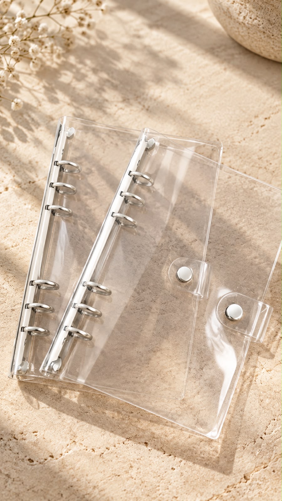 Agenda transparente  | anillos plateados | A5 |