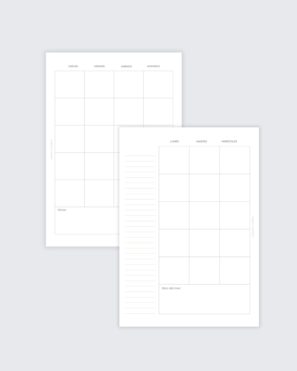 Calendario mensual 2 paginas