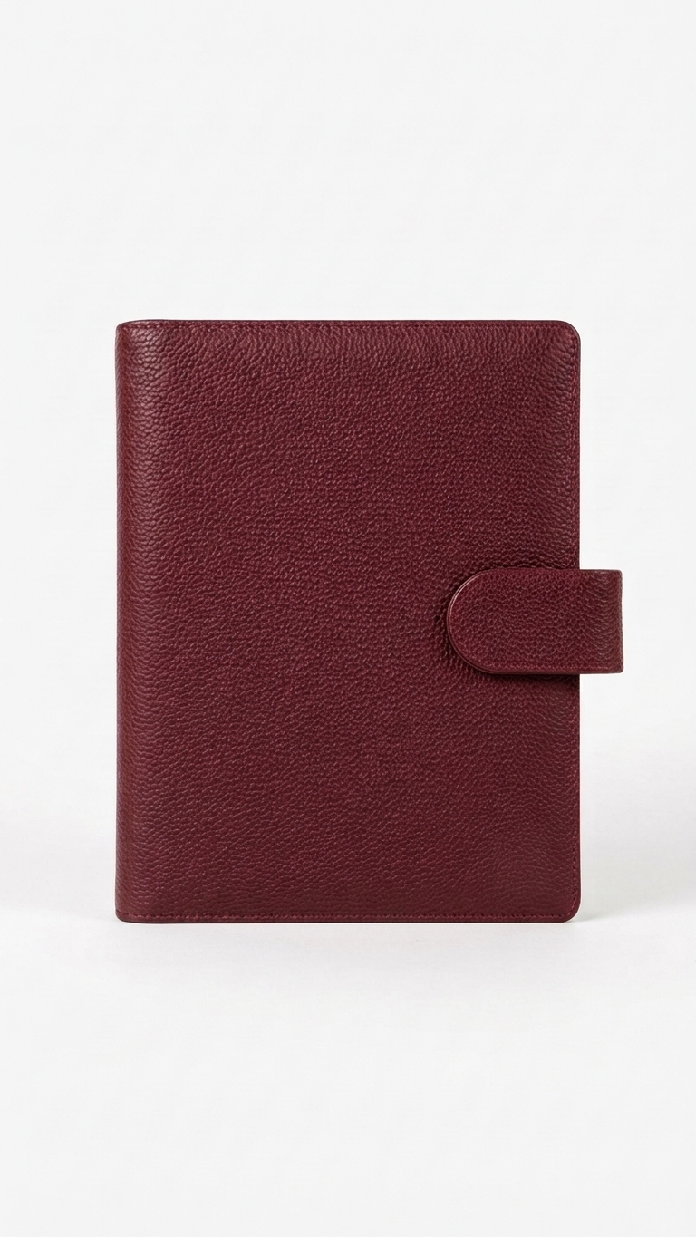 Agenda esencial de anillos | cuero vegano | A5 | BURGUNDY