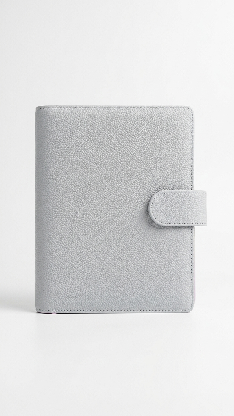 Agenda esencial de anillos | cuero vegano | A5 | GRIS